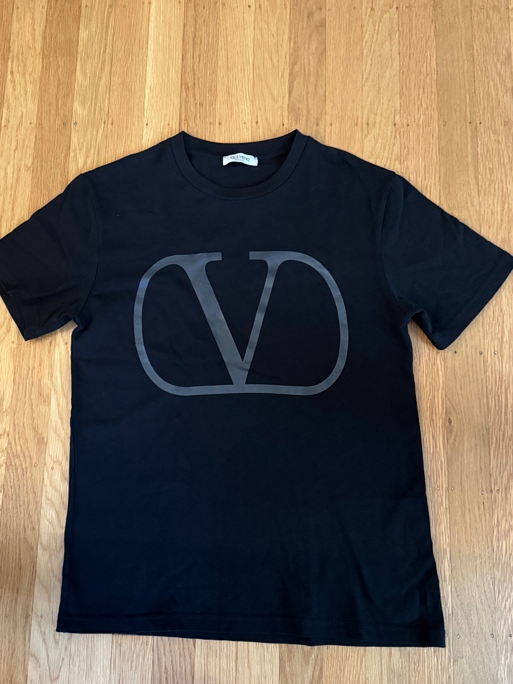 Valentino Black Crewneck Tee with White Label
